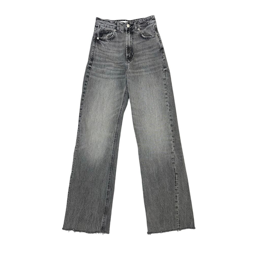 Zara Wide Leg High Rise Denim Jeans in Gray Washed - Picture 5 of 15